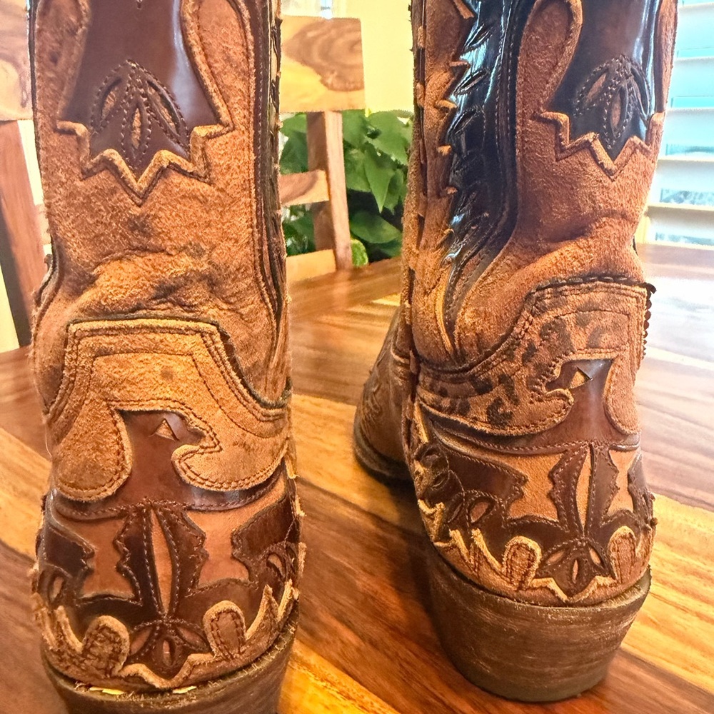Old Gringo Eagle Inlay Cowboy Boots brown/black. 8.5B - Picture 7 of 11